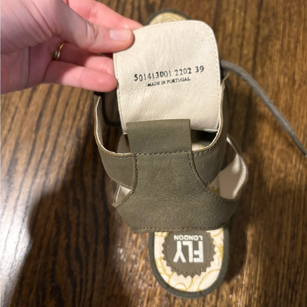 Fly London Gray Wedge Sandals with Adjustable Straps - Picture 3 of 7